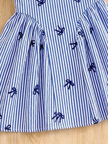SHEIN Young Girl Woven Striped Square Neck Sleeveless Casual Dress - Blue - View 7
