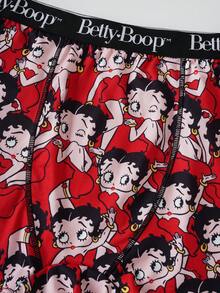 Betty Boop x SHEIN 大尺碼 Betty Doll 短褲內褲 - 紅色 - 查看 4