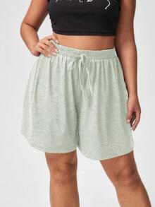 Flirla Plus Size Summer Loose Casual Shorts - Light Grey - View 3