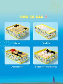 SpongeBob SquarePants | SHEIN 1個/1套可折疊多格衣櫥收納盒，適用於內衣和襪子。防塵設計，完美適用於床下、櫃頂、抽屜或作為輕便床邊收納袋。完美用於整理內衣、襪子、床上用品、折疊衣物、房間裝飾、臥室必需品和夏季衣物，友誼、起司、貓、老鼠 - 彩色 - 查看 6