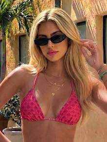 Swim Mod 2026 Spring/Summer Women's Black Polka Dot Print Halter Neck Tie Side Bikini Two Pieces Swimsuit - Multicolor - View 3