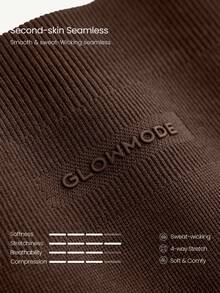 GLOWMODE 24吋超細纖維柔軟無縫強韌彈力高腰三片式腰頭不透膚抓臀提臀緊身褲 中強度訓練跑步健身運動服 - 棕色 - 查看 9