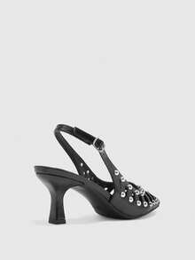 CUCCOO BIZCHIC Personalized Rivet Embellishment, Hollow Pointed Slingback Women's Shoes, Cool Commuter Women's Shoes Fall Shoes - Black - View 9