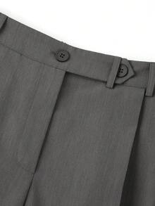 Ellevyn Casual Versatile Commute Buckle Pocket Shorts - Dark Grey - View 5