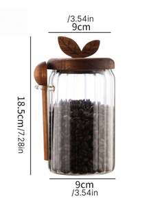 1pc Glass Tea Canister With Spoon, Airtight Seal, Moisture-Proof, Dust-Proof Storage Jar For Coffee Beans, Red Tea, Flowers, Grains - Clear - View 9