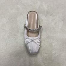 MOTF MARY JANE FLATS WITH SQUARE TOE AND RHINESTONE DETAIL FOR CHRISTMAS SPRING SHOES - White - View 15