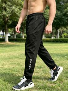 Gym Rark Pantalones deportivos largos con estampado geométrico, cintura con cordón y bolsillos para hombre, para gimnasio - Negro - Ver 3
