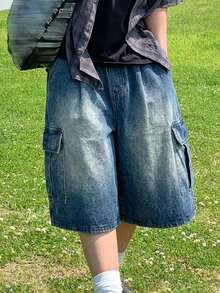 DAZY Men's Solid Black Denim Shorts, Summer - Blue - View 3
