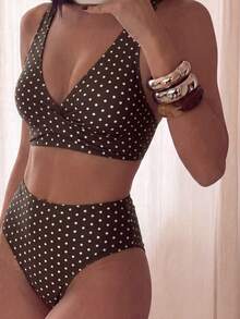 Costavie Polka Dot Print Tankini Swimsuit Set - Multicolor - View 1