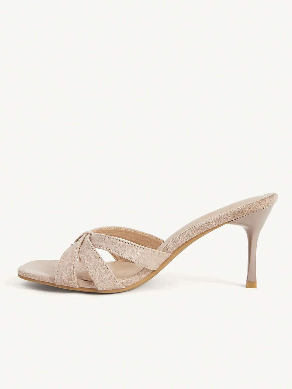 CUCCOO CHICEST Women's Fashion Square Toe Suede Herringbone Sandals, Simple Stiletto Party Dress Sandals, Christmas Elegant Shoes Wedding Shoes Summer Sandals Bridal Shoes
