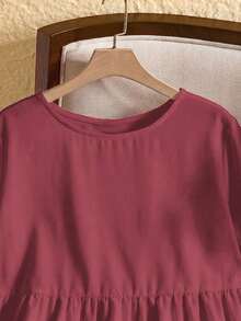 Rusticease Plus Size Women Round Neck Ruffle Trim Short Sleeve Blouse, Summer - Multicolor - View 3
