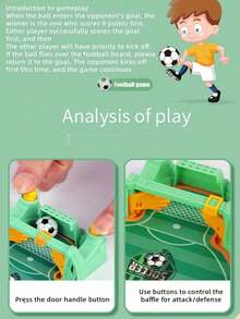 Double Battle Tabletop Football Game, Portable Mini Soccer Board Game, Interactive Parent-Child Party Toy For Family Fun - Multicolor - View 3