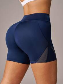 Easithlete Easithlete Women's High Waist Seamless Athletic Shorts - Blue - View 2