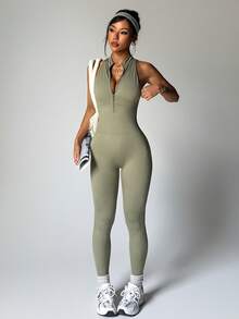 Dewbera Dewbera Mono deportivo sin costuras para mujer - Verde - Ver 4