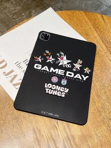 LOONEY TUNES X SHEIN 1個 Looney Tunes「比賽日」足球俱樂部印花黑色平板電腦保護殼，柔軟 TPU 防震套，適用於 10.2"/10.9"/11"/12.9" 平板電腦，可愛卡通保護殼，適合學生與粉絲，開學、生日、聖誕節與新年的絕佳禮物選擇 - 黑色 - 查看 6