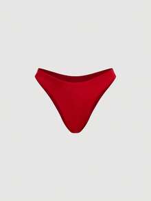 SHEIN MOD Women's Sexy Summer Beach Vacation Style Backless Knot Halter Neck Two-Piece Bikini Set With Contrast Striped Swim Bottoms 3pcs - Red - View 12