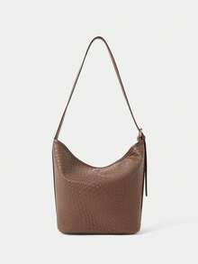 SHECARRY Ladies Shoulder Bag, Exquisite Holiday Woven Embossed PU Handbag - Brown - View 4