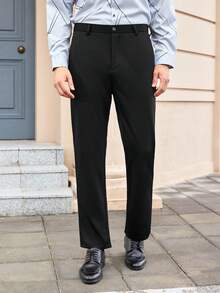 Officeau 3pcs Men's Classic Design Dress Pants, Solid Color Stretch Trousers For Business Occasions In Spring/Summer, Elegant Luxurious Style - Multicolor - View 5