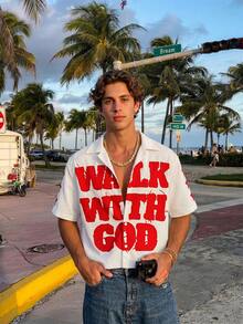 Solantero Men's Casual Slogan Print Shirt For Summer Men's Cropped Tops - White - View 4