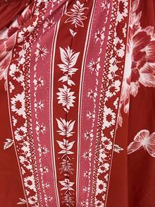 Flirla Bohemian Style Printed Beach Slip Dress - Rose Red - View 5