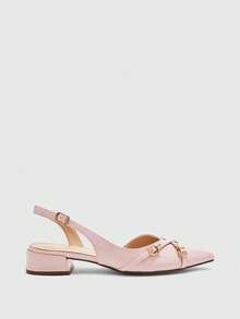 CUCCOO BIZCHIC Women's Shoes Elegant Pink Metallic Pointed Buckle-Top Platform Flats For Offices, Weddings, Parties, And Spring And Summer Shoes - Pink. - View 2