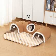 1PC Indoor Cat Tunnel Bed, Suitable For Multiple Cats, Small Cat Hide-And-Seek Tunnel Bed, Cat Tunnel With Ball Toy Included, Detachable And Washable Small Animal Bed, Suitable For Small Cats, Rabbits, Pet Tunnel, Winter Cat Hide-And-Seek Cat Tunnel Play And Sleep All In One Cat Bed. - Multicolor - View 10