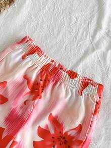 SHEIN Vintaside Kids 2件組女嬰幼兒/新生兒0-3歲春夏季多巴胺鮮豔花卉印花度假細肩帶上衣+短褲套裝，嬰兒春夏季套裝 - 彩色 - 查看 8