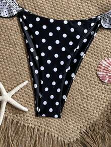 Swim Mod Women's Cute White Bikini Swimwear Set, Floral Lace Trim V-Neck Ruffled Spaghetti Strap Swimwear For Summer Beach Party, Holiday Sexy - Multicolor - View 6