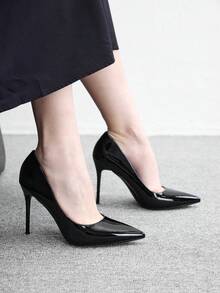 CUCCOO BIZCHIC 女款尖頭細跟中跟高跟鞋，優雅百搭休閒舒適套腳正裝鞋，適用於工作、約會、派對、正式場合，春季鞋款 - 黑色. - 查看 5