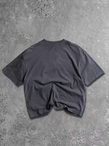 Sport MetroGents Men's Short Sleeve Sports T-Shirt With Round Neck And Weight Bar Graphic, Loose Fit And Breathable - 深灰色 - 查看 2