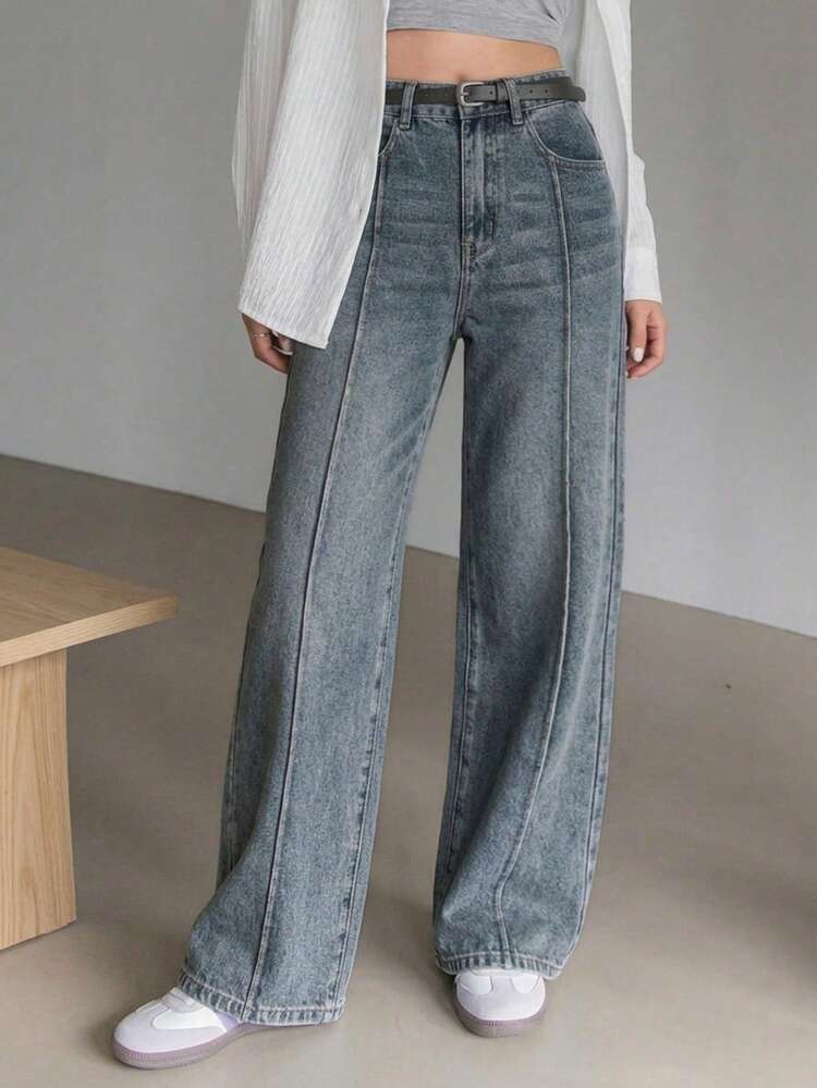 Women's Loose Fit Washed Business Casual Denim Jeans, Spring & Summer