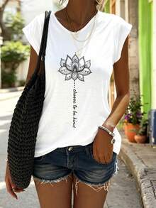 EMERY ROSE Ladies' Floral Print Casual Tank Top Graphic Tees Women Tops - White - View 1
