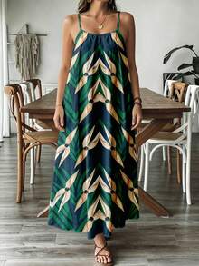 SHEIN VCAY Plus Size Women Tropical Floral Print Maxi Loose Casual Dress - Multicolor - View 1