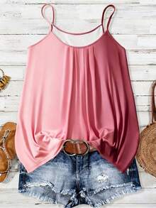 Linhara Plus Size Summer Casual Loose Gradient Round Neck Cami Top - Multicolor - View 1