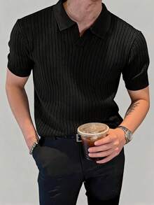 DAZY Homens Tops malha canelada - Preto - Visão 3