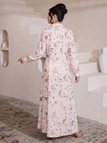 Al Najma Women's Floral Print Casual Party Travel Arabian Dress - Multicolor - View 2