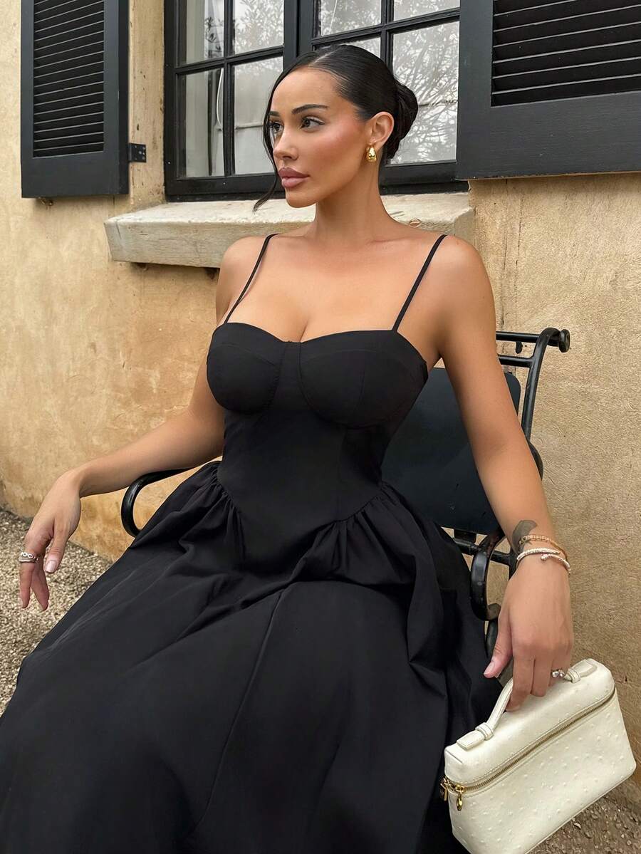 Shopreo Elegant Women Long Tulle Dress, Suitable For Casual Date, Outing, Nightclub Party, Autumn Season,Summer Dresses For Women Black - Black - View 1