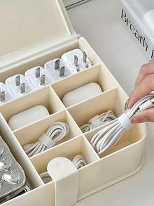 Desktop Cable Organizer Box, Multifunctional Power Cord Storage Box With Lid, Jewelry Storage Box, Book-Shaped Storage Box, Ring And Necklace Storage Box, Household And Office Cosmetic Storage, Bathroom Items, Desktop Supplies, Home Organization - Multicolor - View 10