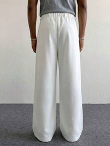 Manfinity Hypemode Men's Solid Color Pleated Loose Casual Wide Leg Pants - White - View 2