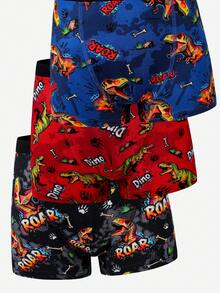 6pcs/Pack Celana Dalam Anak Laki-Laki Motif Dinosaurus, Desain untuk Semua Musim - MultiWarna - View 4