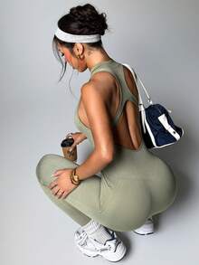 Dewbera Dewbera Mono deportivo sin costuras para mujer - Verde - Ver 1