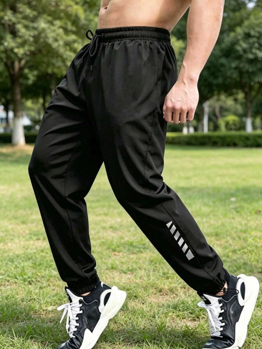 Gym Rark Pantalones deportivos largos con estampado geométrico, cintura con cordón y bolsillos para hombre, para gimnasio - Negro - Ver 1