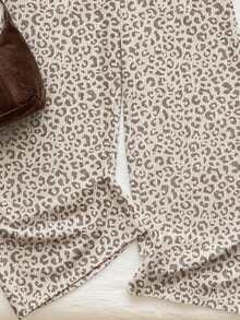 SHEIN EZwear 女款低腰休閒復古百搭棕色美拉德色長裙 - 彩色 - 查看 7
