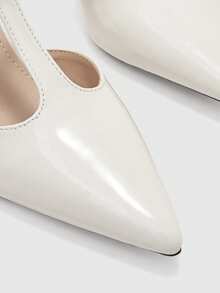 CUCCOO BIZCHIC White Patent Leather Pointed T-Word With High-Heeled Sandals, Buckle With Temperament Commuting Low Vamp Mary Jane Shoes - Chantilly - View 8