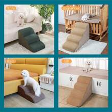 Pet Stairs For Cats & Dogs, 3/4 Steps Pet Ladder, Ramps For Beds, Non-Slip , Detachable & Washable Sofa Bed Stairs. Care For Injured, Senior Dogs & Cats, Pets With Joint Pain. Hot-Selling Product - Brown - View 3