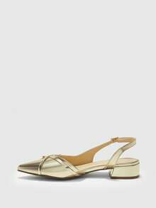 CUCCOO BIZCHIC Elegant Gold Pointed Buckle Strap Thick-Soled Flat-Soled Shoes, Suitable For Offices, Weddings, Parties, Spring And Summer Shoes - Gold. - View 4