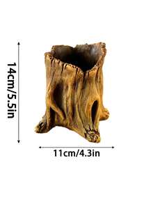 Cirelle 1PC/2PCS Nature-Inspired Cement Tree Root Plant Pot - Realistic Driftwood Stump Succulent Planter, Handcrafted Vintage Wood Look Flower Pot, Decorative Small Container For Mini Plants Herbs Air Plants, Boho Rustic Home Decor For Office Desk Living Room Bedroom, Ideal Gift For Plant Lovers - multicolor - View 8