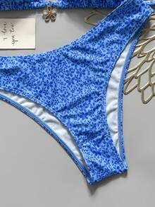 Swim Mod 2026 Spring/Summer Women's 2-Piece Swimsuit Set, Fashionable Fresh Sweet Pure Style, Slimming With Floral Decor, Suitable For Hot Spring Resort Bikini - Blue - View 6