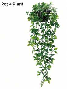 SHEIN 1 件假悬挂植物，人造小盆栽，可用于 DIY 花墙、场景布置、客厅和卧室花瓶插花、婚礼、派对、家居装饰、书桌装饰。秋季和春季叶收、家居装饰、桌面装饰、农舍装饰、户外抗紫外线假花仿真植物，用于悬挂花园门廊窗盒外部装饰 - 綠色 - 查看 10