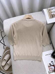 SHEIN Middle-Aged And Elderly Women's Casual Versatile Solid Color Cardigan - Apricot - View 2